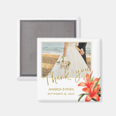 Aimant Orange Oleander Fleurs Merci photo Mariage (Recto/Verso)