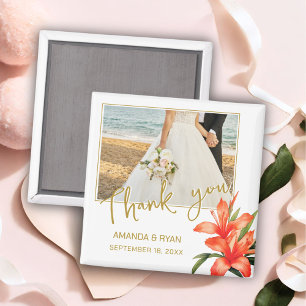 Aimant Orange Oleander Fleurs Merci photo Mariage