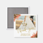 Aimant Orange Oleander Fleurs Merci photo Mariage (Recto/Verso)