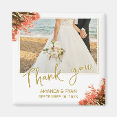 Aimant Orange Oleander Fleurs Merci photo Mariage (Devant)