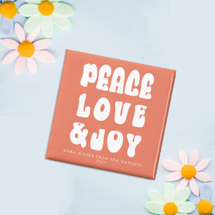 Aimant Orange Rétro Groovy Paix Amour Joie Vacances