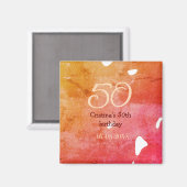 Aimant Orange rouge 50 anniversaire ajouter nom date p (Recto/Verso)