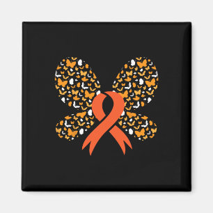 Aimant Orange Ruban Papillon Leucémie Sensibilisation Sur