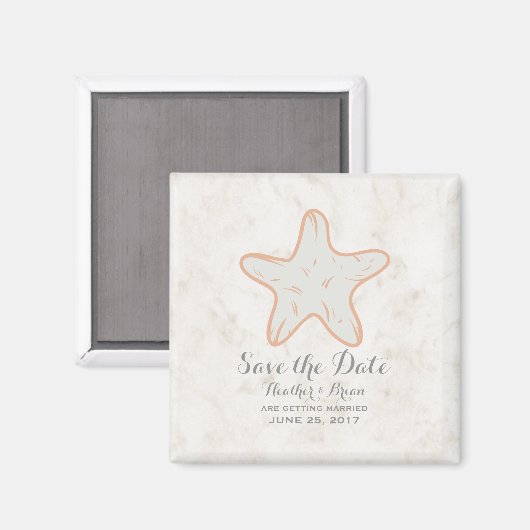 Aimant Orange Rustic Starfish Enregistrer la date (Recto/Verso)