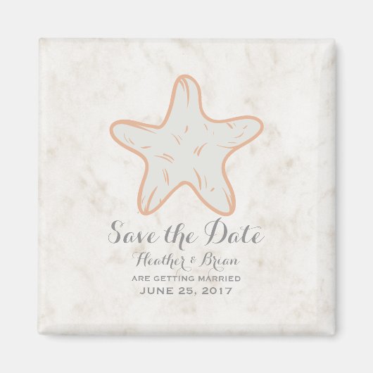 Aimant Orange Rustic Starfish Enregistrer la date (Devant)