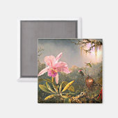 Aimant Orchidée de Cattleya et trois colibris (Recto/Verso)