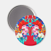 Aimant Orchidée tropicale et palmiers feuilles floraux ha (Recto/Verso)