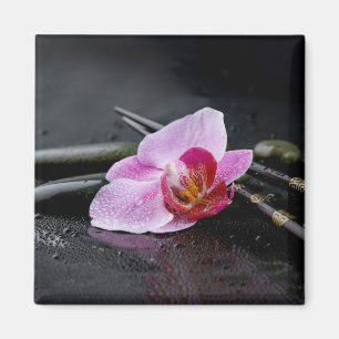 Aimant Orchidée zen noire