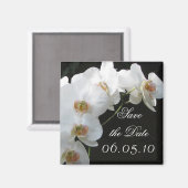 Aimant Orchidées blanches Enregistrer l'aimant de date (Recto/Verso)