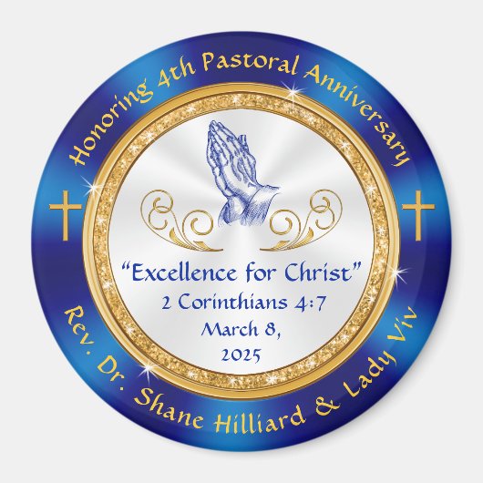 Aimant Ordre spécial 4e anniversaire pastoral pour Lenora (Devant)