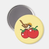 Aimant Organic lover Sparrow Eating Red Tomato (Recto/Verso)