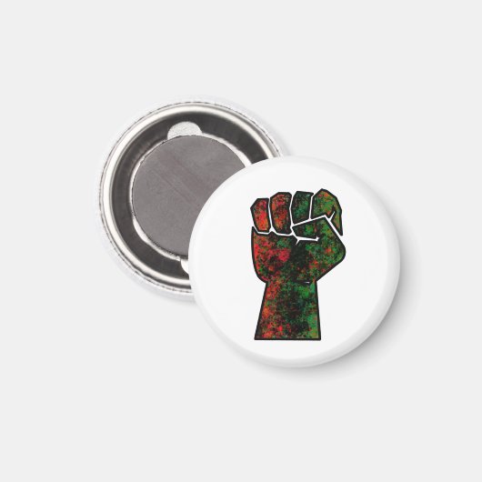 Aimant orgueil noir poing vert rouge pan drapeau africain (Recto/Verso)