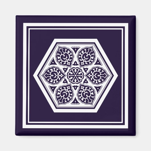 Aimant Oriental Bleu Blanc Ottoman Tracery Art (Devant)