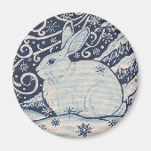 Aimant Original Noël Rabbit Bleu & Blanc (Devant)