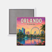 Aimant 🎡 Orlando Floride Skyline et lac Eola (Recto/Verso)