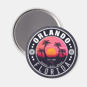 Aimant Orlando Floride tropical Retro Sunset Souvenir 60s (Recto/Verso)