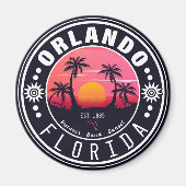 Aimant Orlando Floride tropical Retro Sunset Souvenir 60s (Devant)