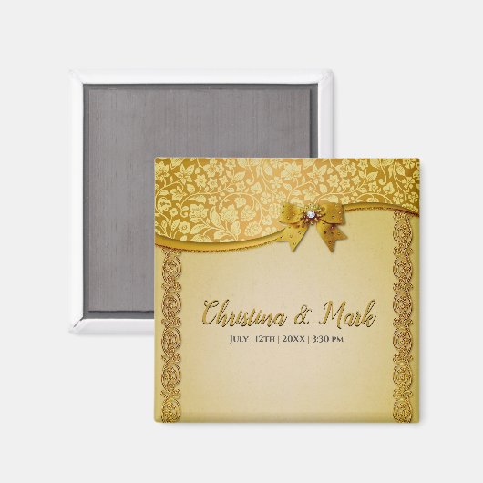 Aimant Ornate Elegant Retro Fleurs Abstraites et Feuilles (Recto/Verso)