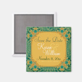 Aimant Ornate Gold Turquoise Enregistrer l'aimant Date (Recto/Verso)