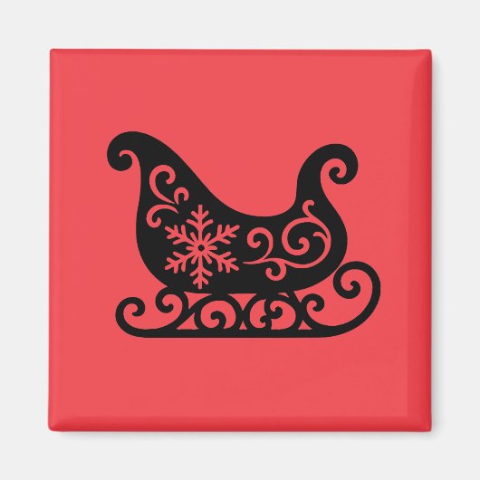 Aimant Ornate Sleigh with White Snowflake Design (Devant)