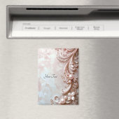 Aimant Orné de Perle et Fleur Rose (In Situ (Lave-vaisselle))