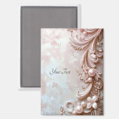 Aimant Orné de Perle Rose et Fleurs (Recto/Verso)