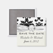 Aimant orné formel noir blanc damassé (Recto/Verso)