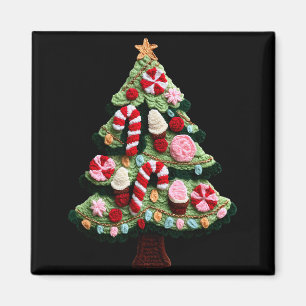 Aimant Ornement de sapin de Noël Bonbon Crochet Fêtes