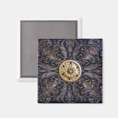 Aimant Ornement de sculpture médiévale en bois plaqué or (Recto/Verso)