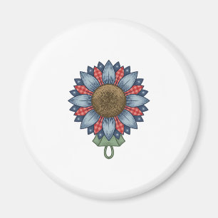 Aimant Ornement de tournesol en denim patriotique vintage