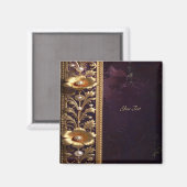 Aimant Ornement Floral Doré avec Perles (Recto/Verso)