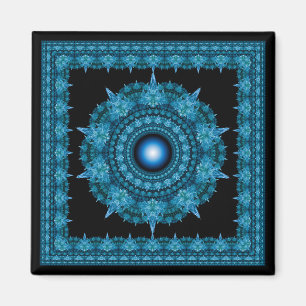 Aimant Ornement fractal étoile bleue