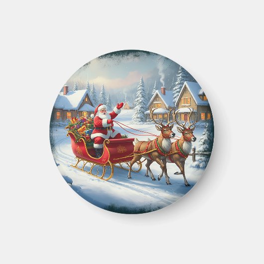 Aimant Ornement Rond de Noël Classique (Devant)