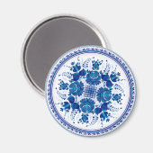Aimant Ornement traditionnel russe à Gzhel (Recto/Verso)