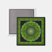 Aimant Ornement vert encadré fractal (Recto/Verso)