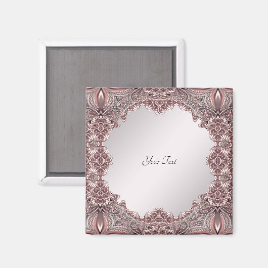 Aimant ornemental rose (Recto/Verso)