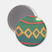 Aimant Ornements de Noël rétro rouge et vert (Recto/Verso)