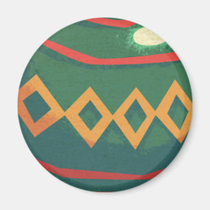 Aimant Ornements de Noël rétro rouge et vert