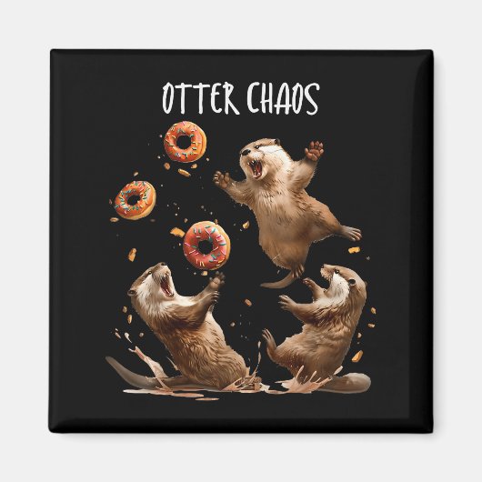 Aimant Otter Chaos Funny Bagel Fighting Sea Otters Pun An (Devant)
