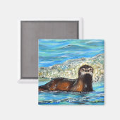 Aimant Otter in the Waves 2 Peinture (Recto/Verso)
