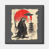 Aimant Otter Samurai Retro Ufo Japanese Warrior Art Graph (Devant)