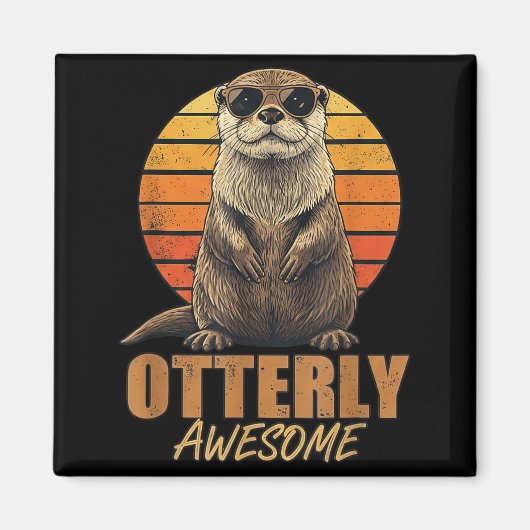 Aimant Otterly Awesome Retro Sunset Sea Otter Lover Graph (Devant)
