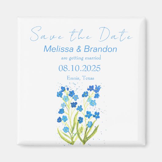 Aimant Oubliez-moi pas Blue Floral Spring Rustic Mariage (Devant)