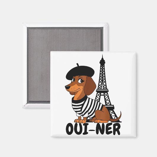 Aimant Oui-ner Dog Funny Dachshund Wiener Sausage Ween Do (Recto/Verso)