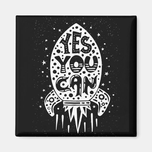 Aimant Oui Vous Pouvez Rocketship (Devant)