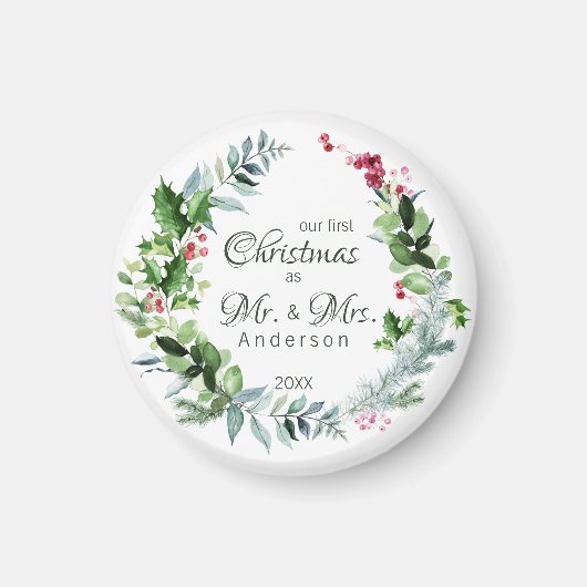 Aimant Our First Christmas Mr et Mme Modern Wreath (Devant)