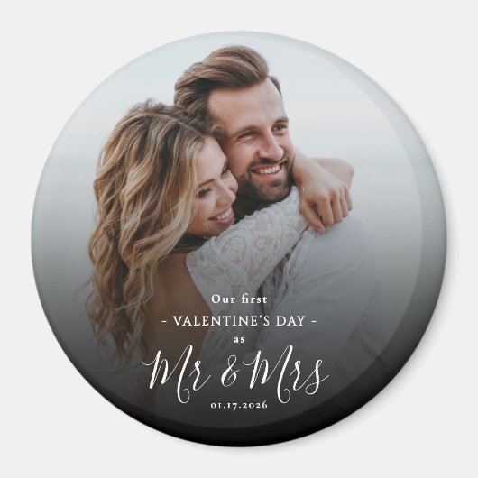 Aimant Our First Valentine's Day As Mr & Mrs Modern Photo (Devant)