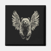 Aimant Ours avec ailes Anges Retro Faune Artwork Flyin (Devant)