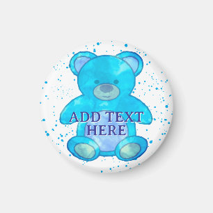 Aimant Ours Bébé Cute En Bleu Texte Personnalisé