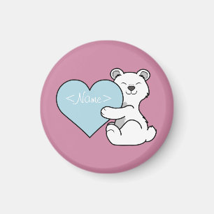 Aimant Ours blanc de Saint-Valentin avec le coeur